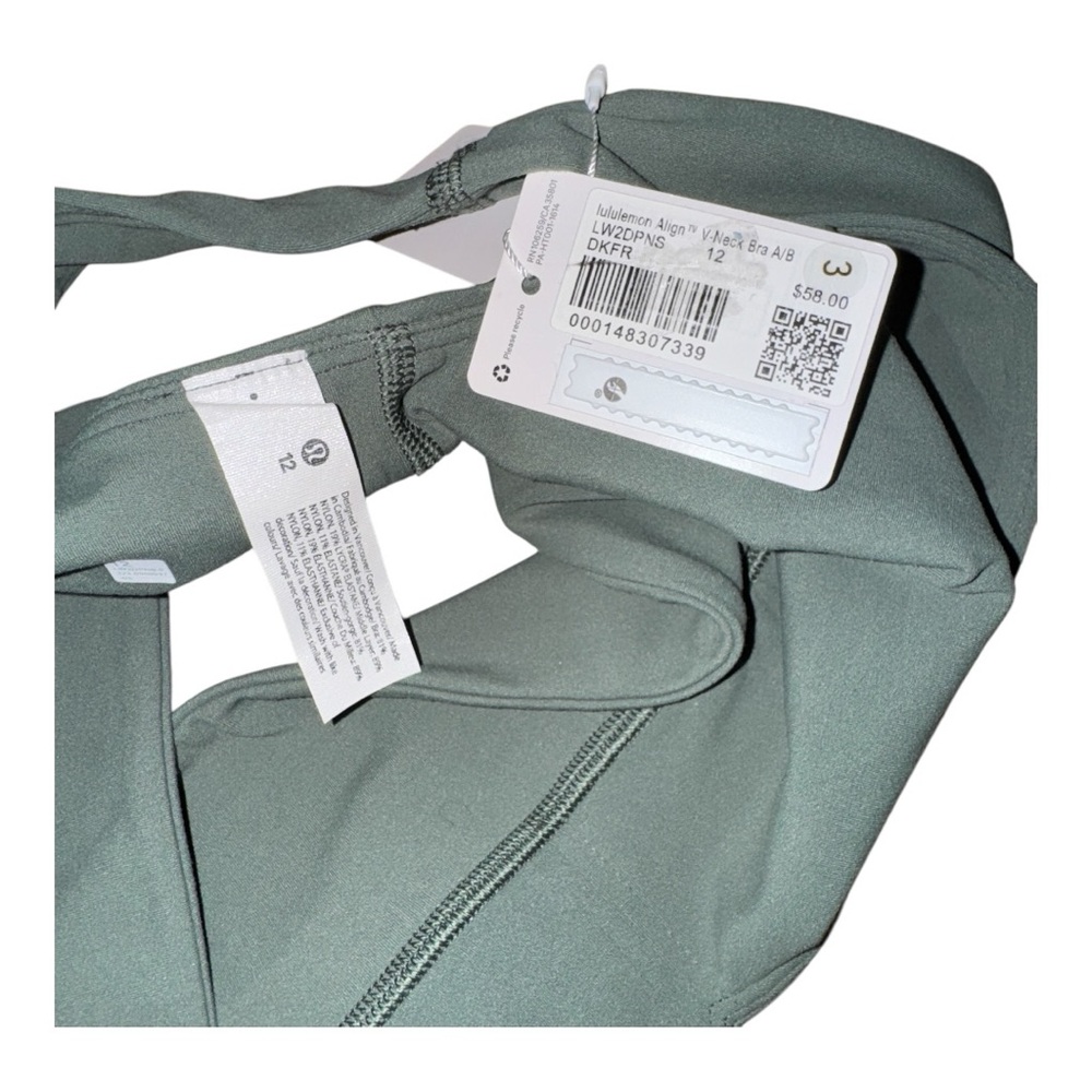 Lululemon Align V-Neck Bra *Light Support, A/B Cup, Dark Forest, Size 12 NWT - Picture 5 of 6